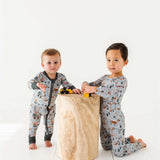 Mason | Bamboo One Piece Zip Pajama | . Mason Bamboo Convertible Romper Build a foundation for cozy comfort with our Mason Bamboo Convertible Romper! Made from luxuriously soft bamboo fabric, this romper is perfect for your little builder's downtime. The