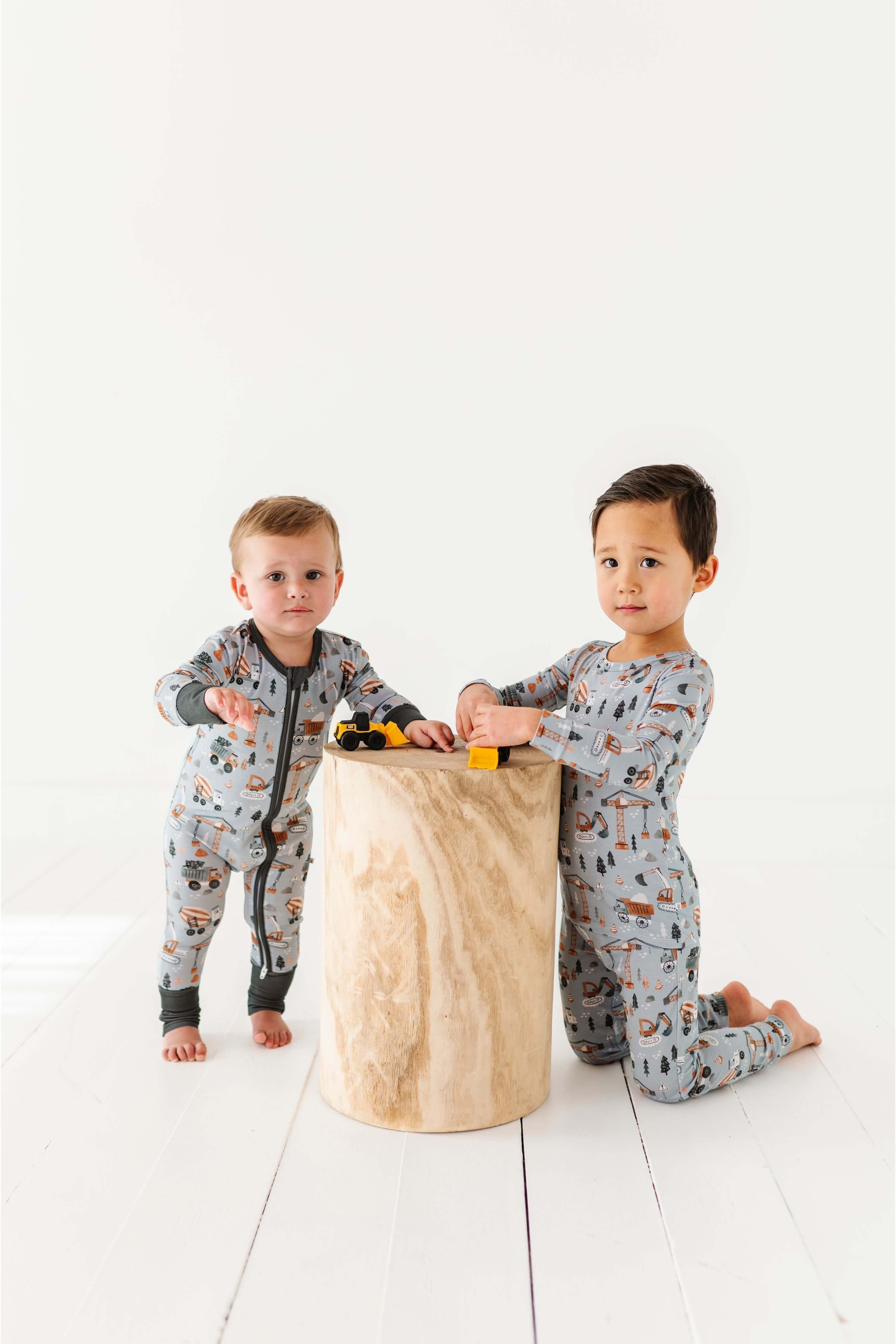 Mason | Bamboo One Piece Zip Pajama | . Mason Bamboo Convertible Romper Build a foundation for cozy comfort with our Mason Bamboo Convertible Romper! Made from luxuriously soft bamboo fabric, this romper is perfect for your little builder's downtime. The