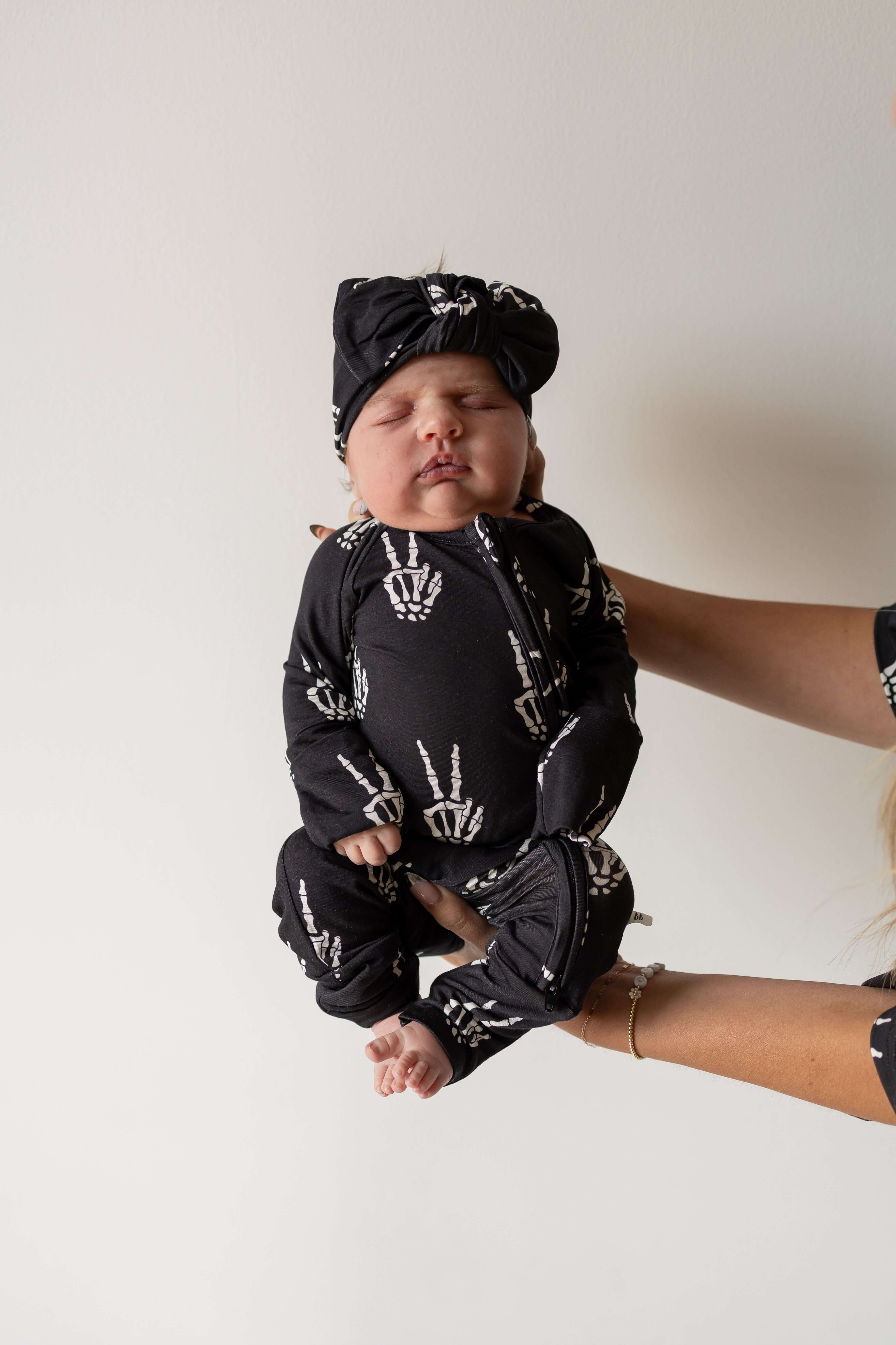 Midnight Skelly | Bamboo Head Wrap | Discover the Bamboo Head Wrap, crafted from silky-soft bamboo, perfect for babies and toddlers! Stylish and comfy for every occasion! | Milk & Baby