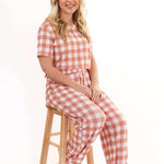Coral Gingham | Mommy Pajamas | Milk & Baby