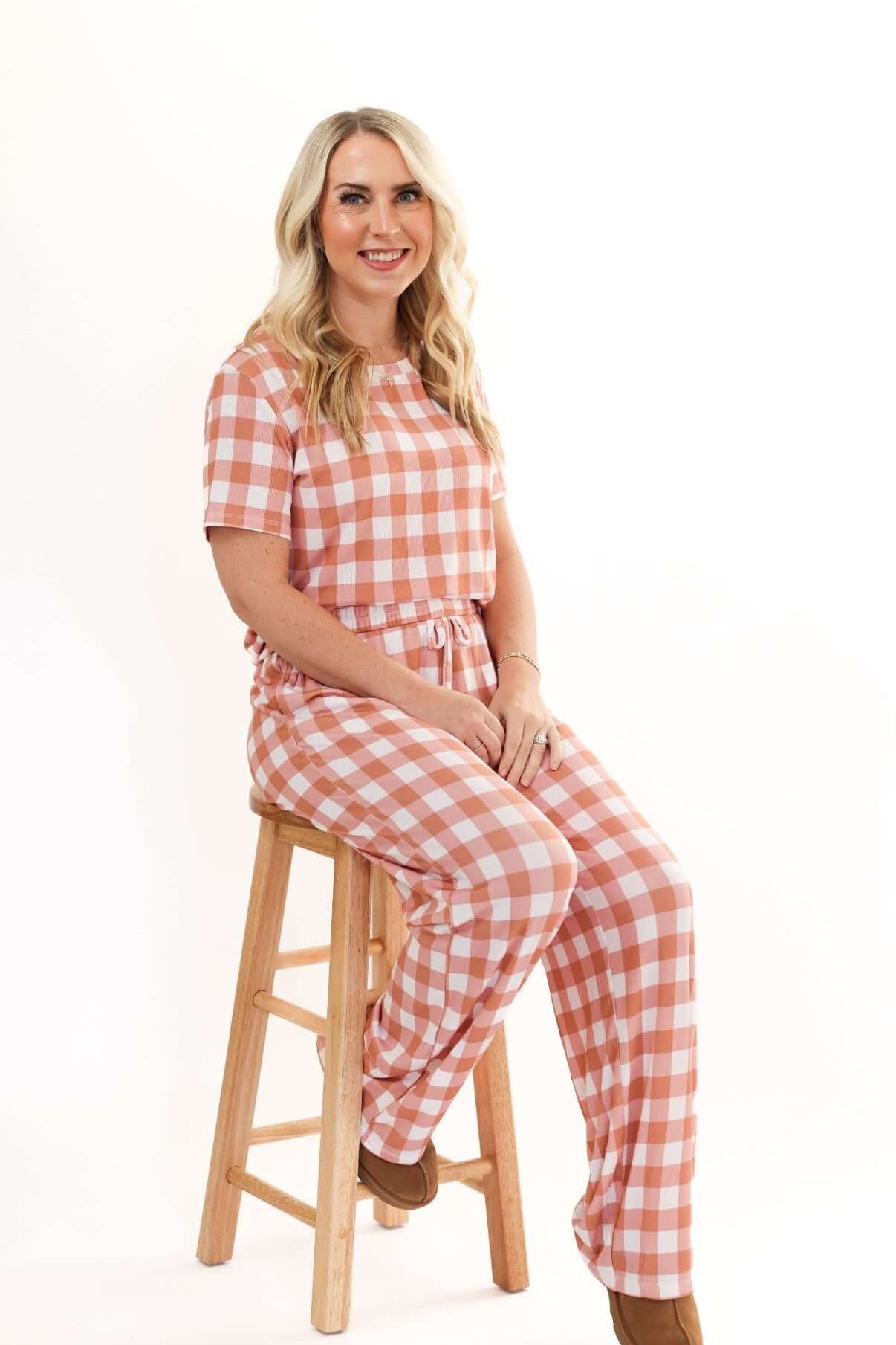 Coral Gingham | Mommy Pajamas | Milk & Baby