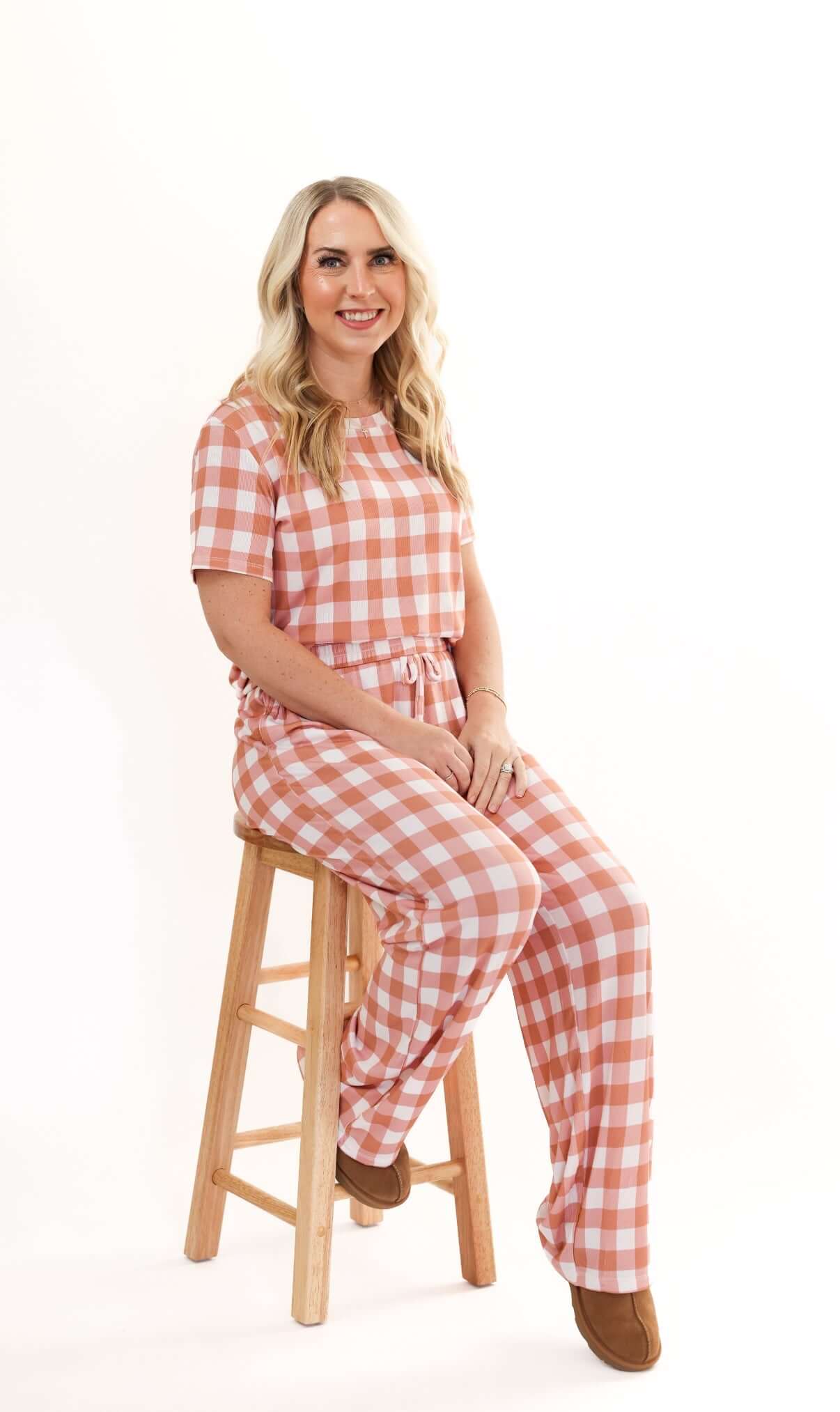 Coral Gingham | Mommy Pajamas | Milk & Baby