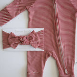 Peppermint Stripe Ribbed | Bamboo Head Wrap