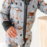 Mason | Bamboo One Piece Zip Pajama | . Mason Bamboo Convertible Romper Build a foundation for cozy comfort with our Mason Bamboo Convertible Romper! Made from luxuriously soft bamboo fabric, this romper is perfect for your little builder's downtime. The