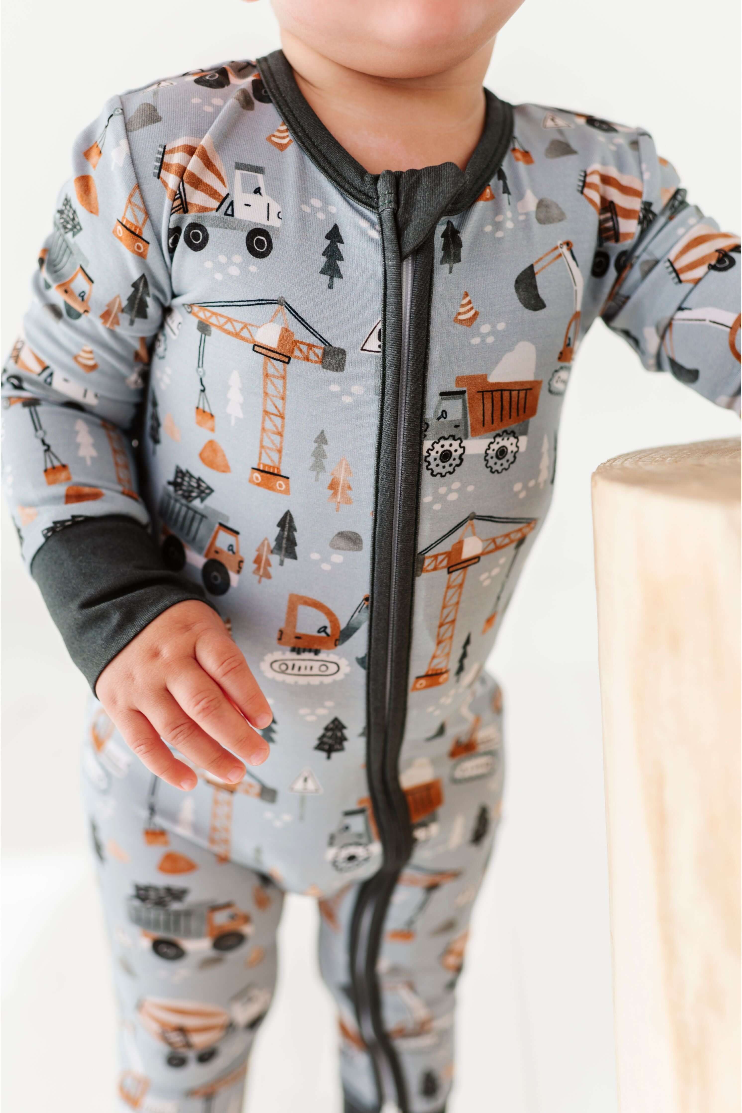 Mason | Bamboo One Piece Zip Pajama | . Mason Bamboo Convertible Romper Build a foundation for cozy comfort with our Mason Bamboo Convertible Romper! Made from luxuriously soft bamboo fabric, this romper is perfect for your little builder's downtime. The