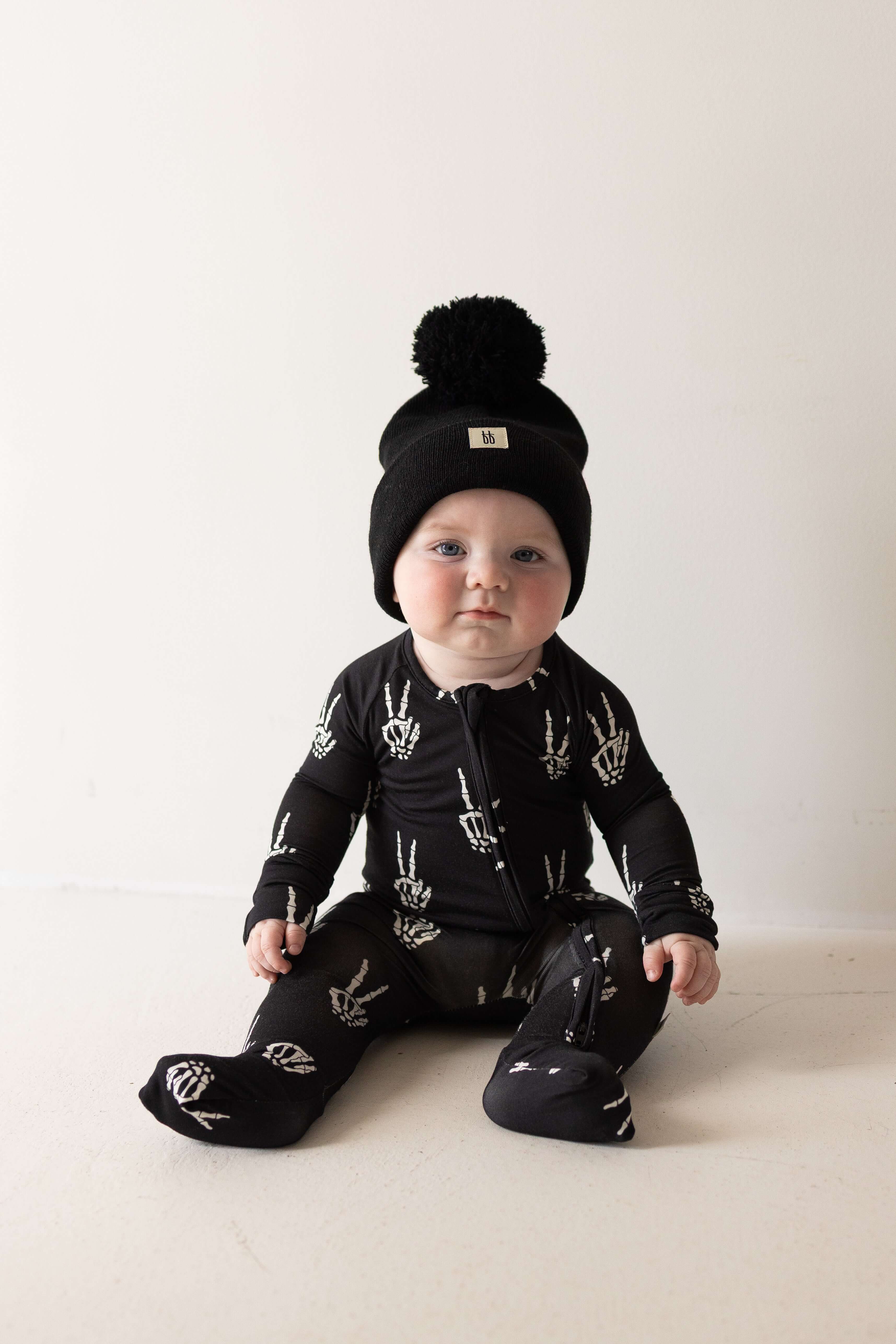 Midnight Skelly | Bamboo Zip Pajamas | Snuggle up in our Bamboo Zip Pajamas, crafted from premium bamboo for ultimate comfort. Perfect for cozy sleep and playful adventures! | Milk & Baby