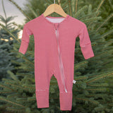 Peppermint Stripe Ribbed | Bamboo Zip Pajamas