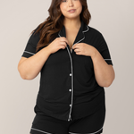Clea Bamboo Short Sleeve Pajama Set | Black | Milk & Baby