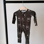 Charcoal & White ff Smile | Bamboo Zip Pajamas | Milk & Baby