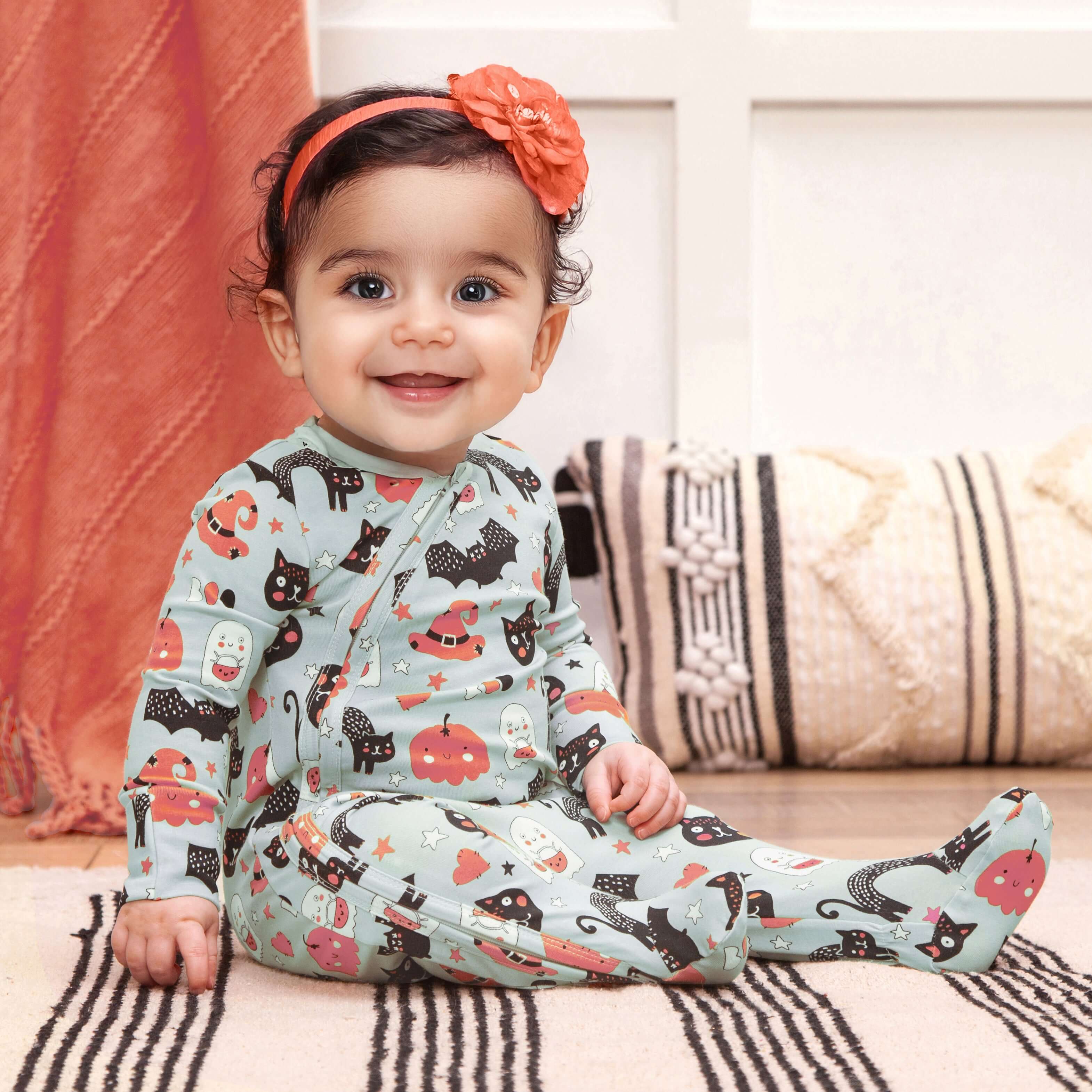 Halloween Pumpkin-Pals Bamboo Zipper Romper | Milk & Baby