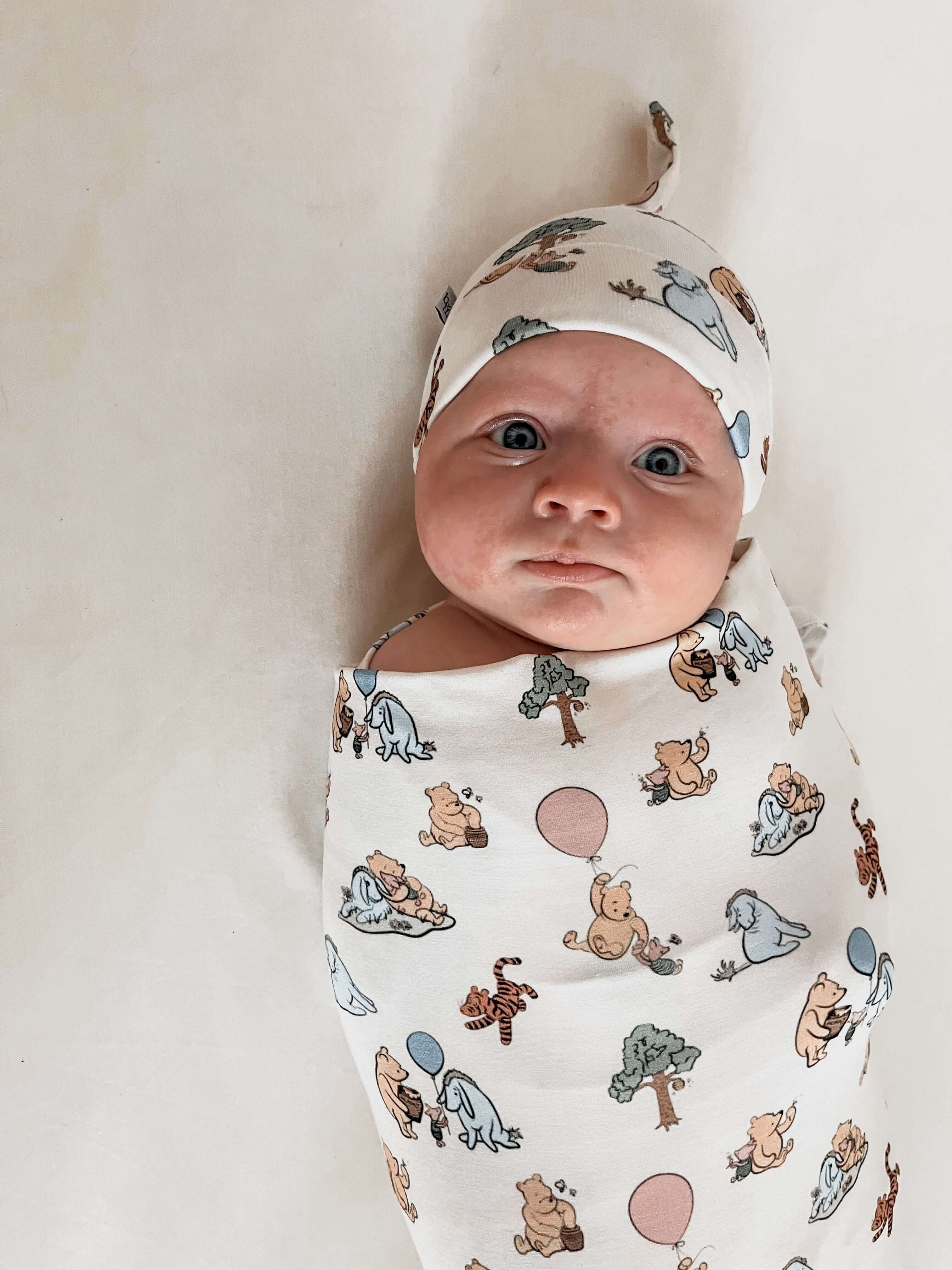 Pooh | Bamboo Swaddle + Beanie Set | Milk & Baby