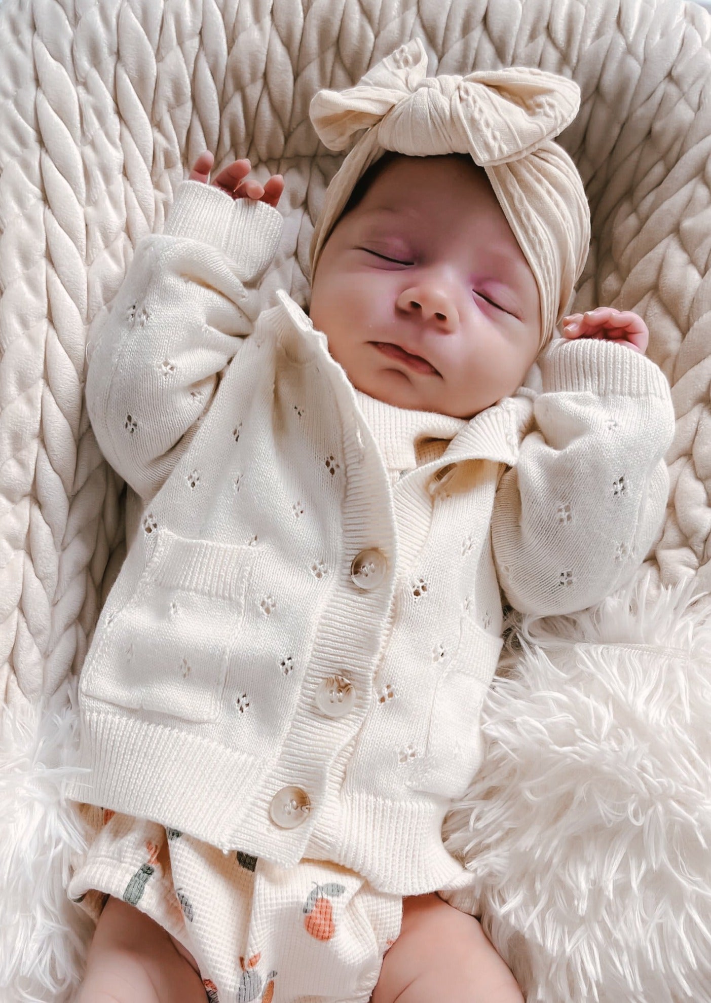 Luna + Luca Pointelle Cardigan - Cream | Milk & Baby
