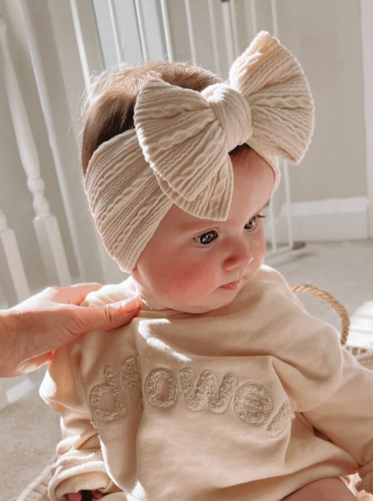Luna + Luca Stretch Bow Headband - Cream | Milk & Baby