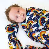 The Forever Swaddle Blanket | Here Comes the Sunshine (Blue) | Milk & Baby