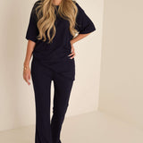 Blueberry Ribbed | Short Sleeve Bamboo Women's Lounge Set |