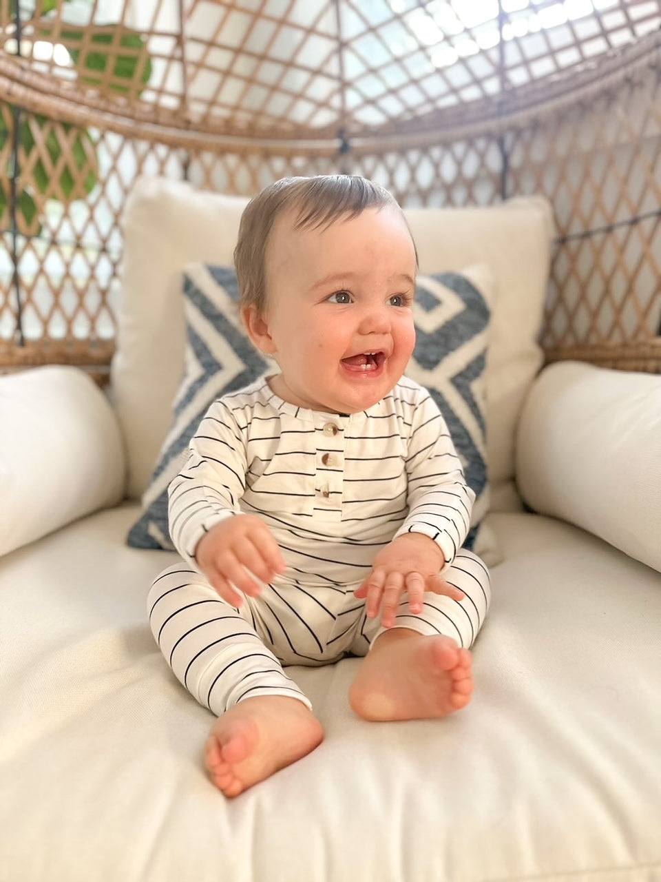 Riley Outfit and Hat Set | Black Stripes | Milk & Baby