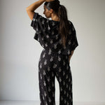 Midnight Skelly | Women's Bamboo Crop Tee Lounge Set | Discover the Women's Bamboo Lounge Set! Enjoy breathable, flattering styles perfect for lounging in comfort and style. | Milk & Baby