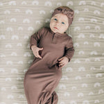 Plum Bamboo Knotted Baby Gown | Milk & Baby