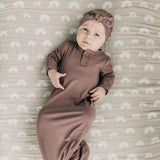Plum Bamboo Knotted Baby Gown | Milk & Baby