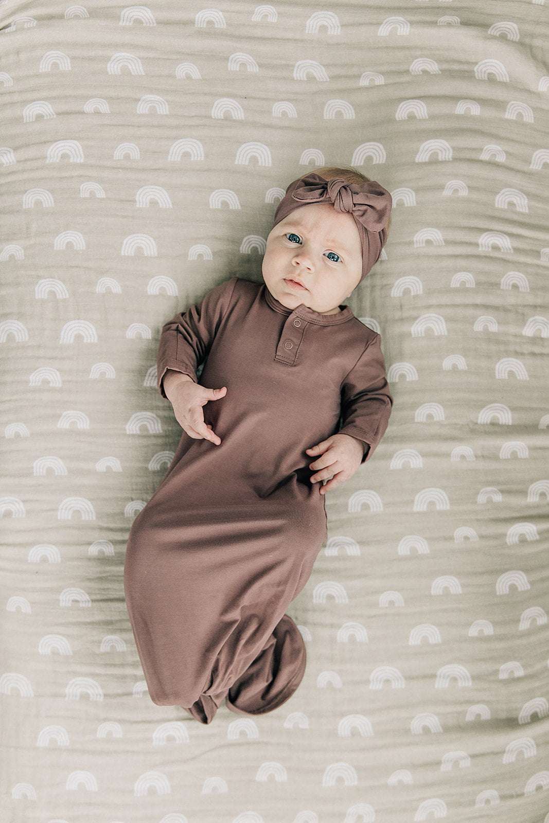 Plum Bamboo Knotted Baby Gown | Milk & Baby