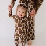 Bamboo Zip Pajamas | Gingerbread Checkerboard 2024 | Milk & Baby