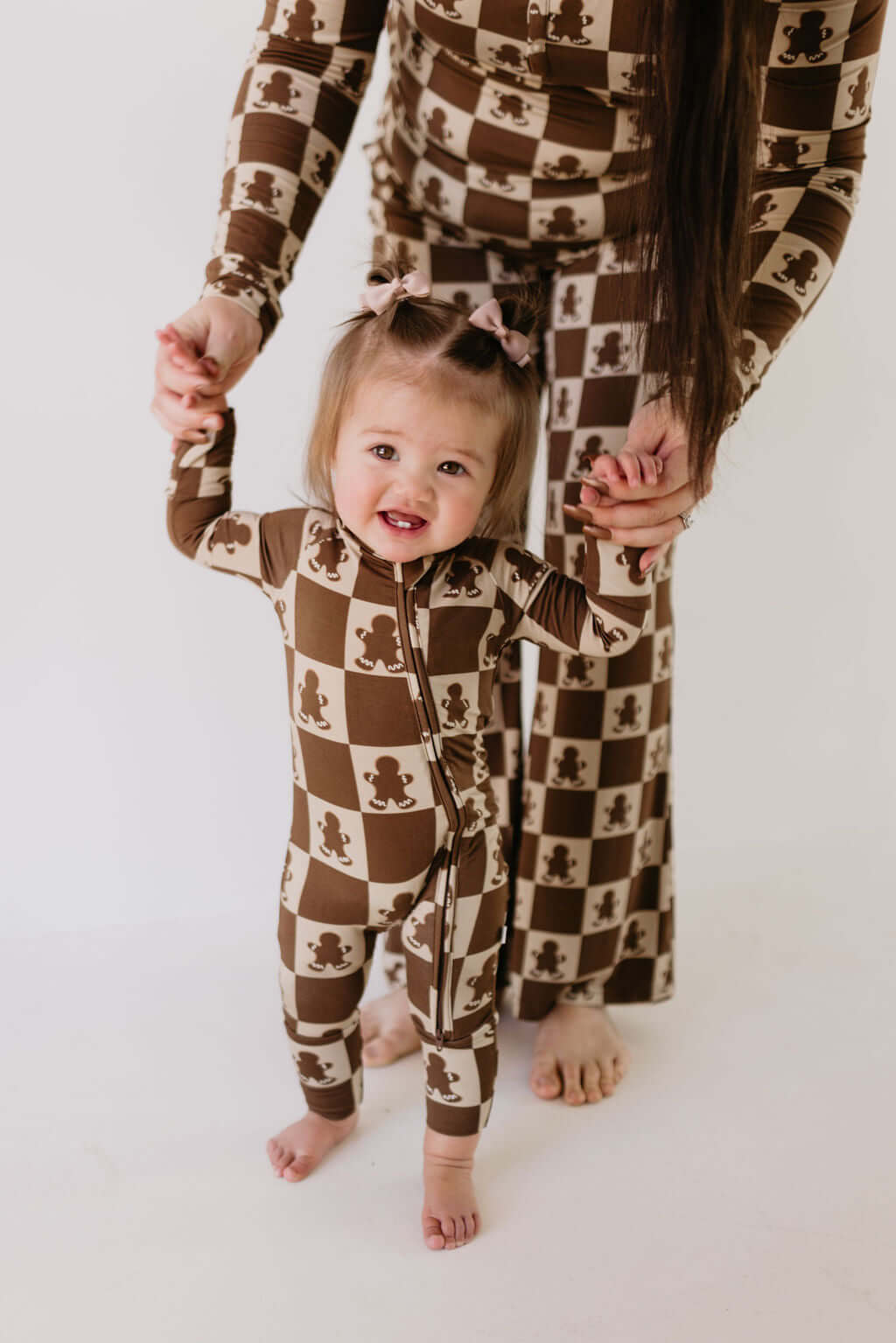 Bamboo Zip Pajamas | Gingerbread Checkerboard 2024 | Milk & Baby