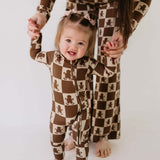 Bamboo Zip Pajamas | Gingerbread Checkerboard 2024 | Milk & Baby