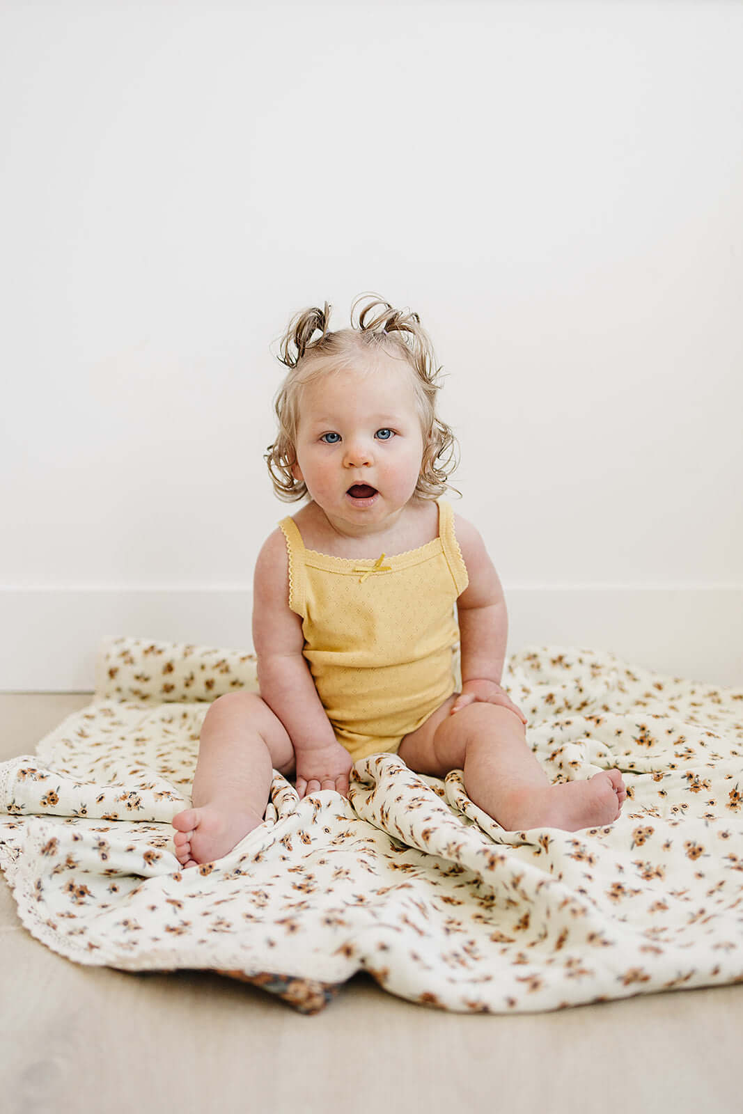 Yellow Bow Pointelle Tank Bodysuit | Milk & Baby
