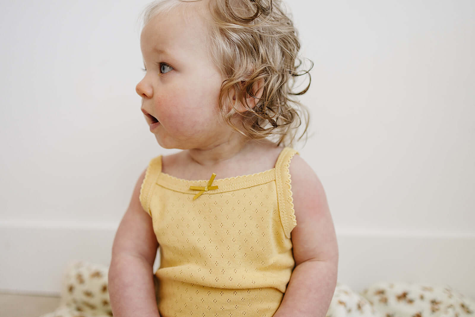 Yellow Bow Pointelle Tank Bodysuit | Milk & Baby