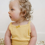 Yellow Bow Pointelle Tank Bodysuit | Milk & Baby