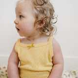 Yellow Bow Pointelle Tank Bodysuit | Milk & Baby