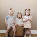 Yellow Floral Button Bubble Romper | Milk & Baby