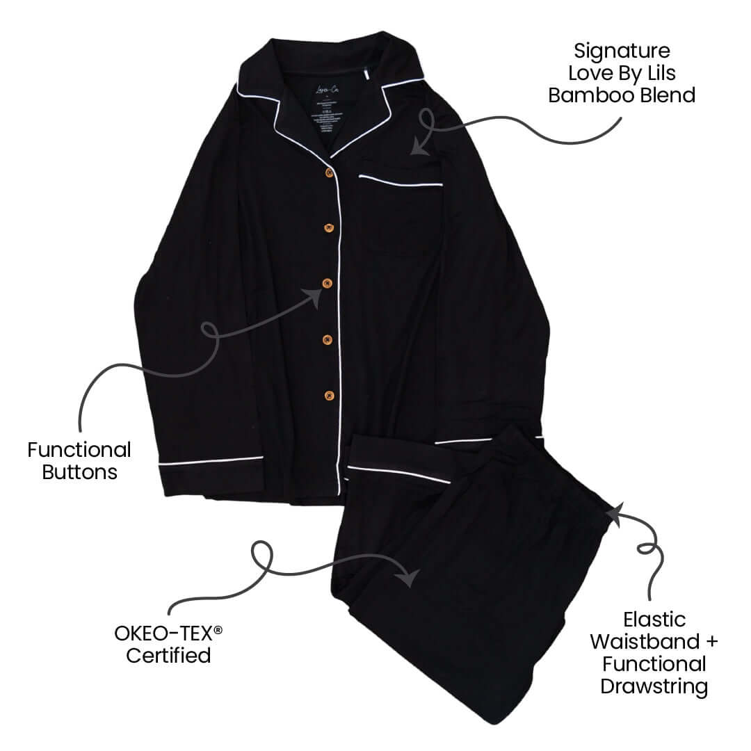 Allie Black Bamboo Women's Luxe Lounge Set | Milk & Baby