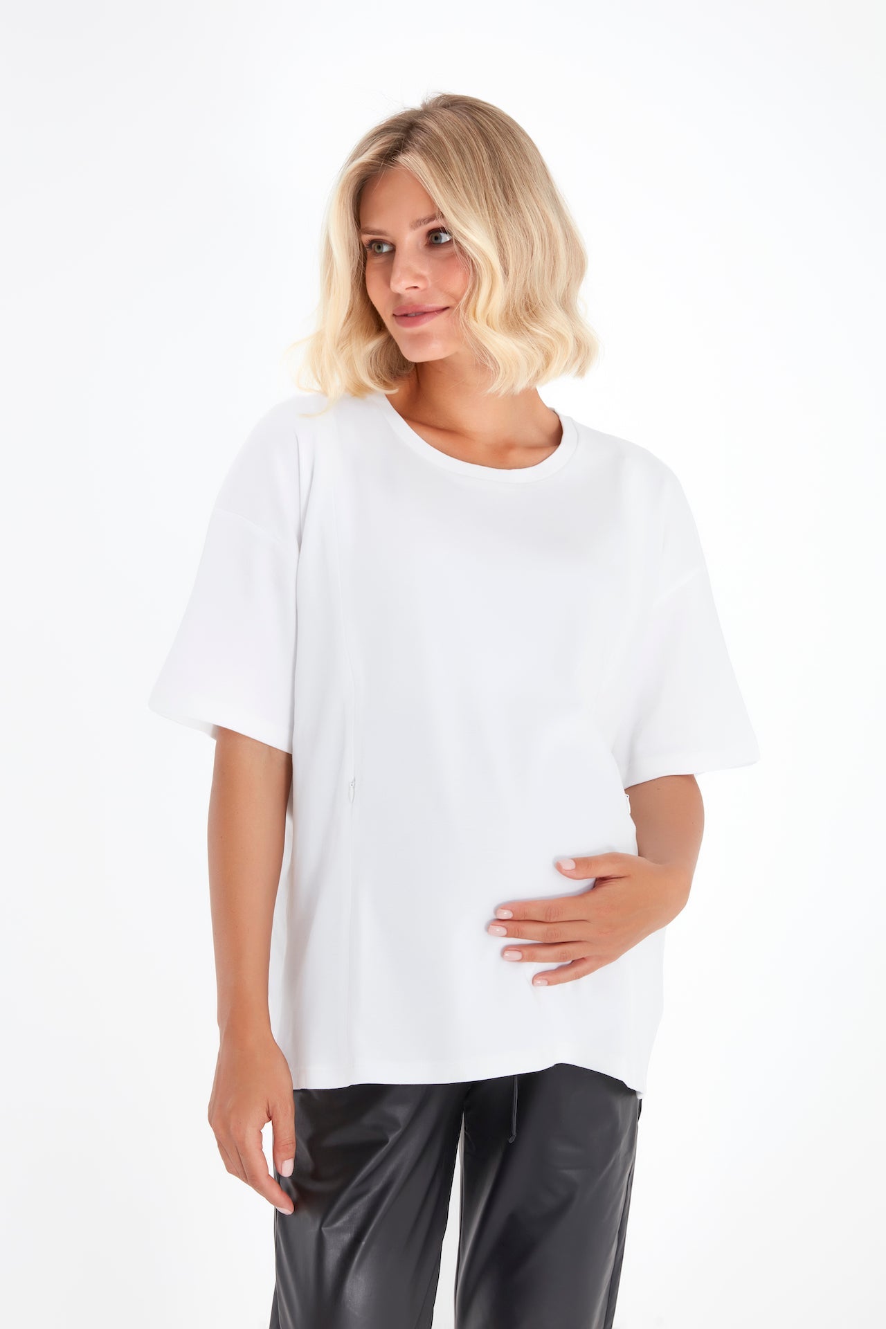 Anytime Anywhere nursing tee worn