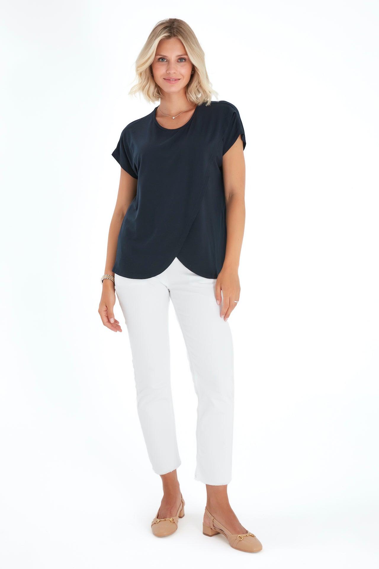 Handy Crossover Short Sleeve Cotton Maternity/Nursing Top | Milk & Baby