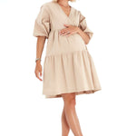 Waterfall Tie Waist A-Line Maternity/Nursing Wrap Dress Milk & Baby
