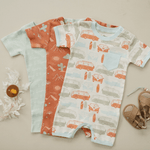 Vintage Busses | GOTS Certified Organic Cotton Short Sleeve Romper | Milk & Baby