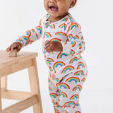 Rainbow Ribbed Convertible Romper | Milk & Baby