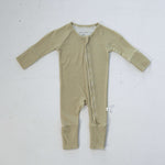 Willow Stripe Ribbed | Bamboo Zip Pajamas | Made of the softest premium bamboo. Durable and well designed your little ones can sleep and play in these cozy pajamas. All sizes have rollover cuffs on the hands and all of the one piece sizes have cuffs on th