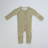 Willow Stripe Ribbed | Bamboo Zip Pajamas | Made of the softest premium bamboo. Durable and well designed your little ones can sleep and play in these cozy pajamas. All sizes have rollover cuffs on the hands and all of the one piece sizes have cuffs on th
