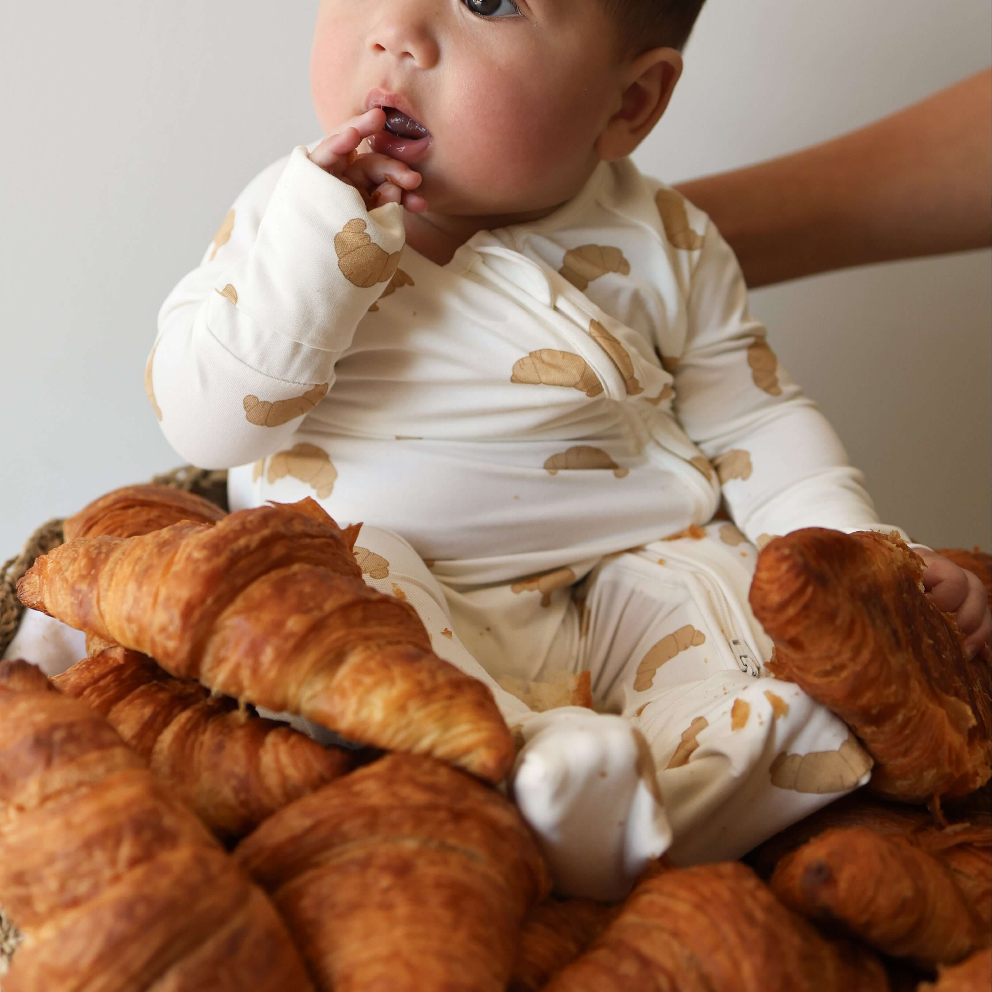 Croissants | Bamboo Zip Pajamas | Milk & Baby