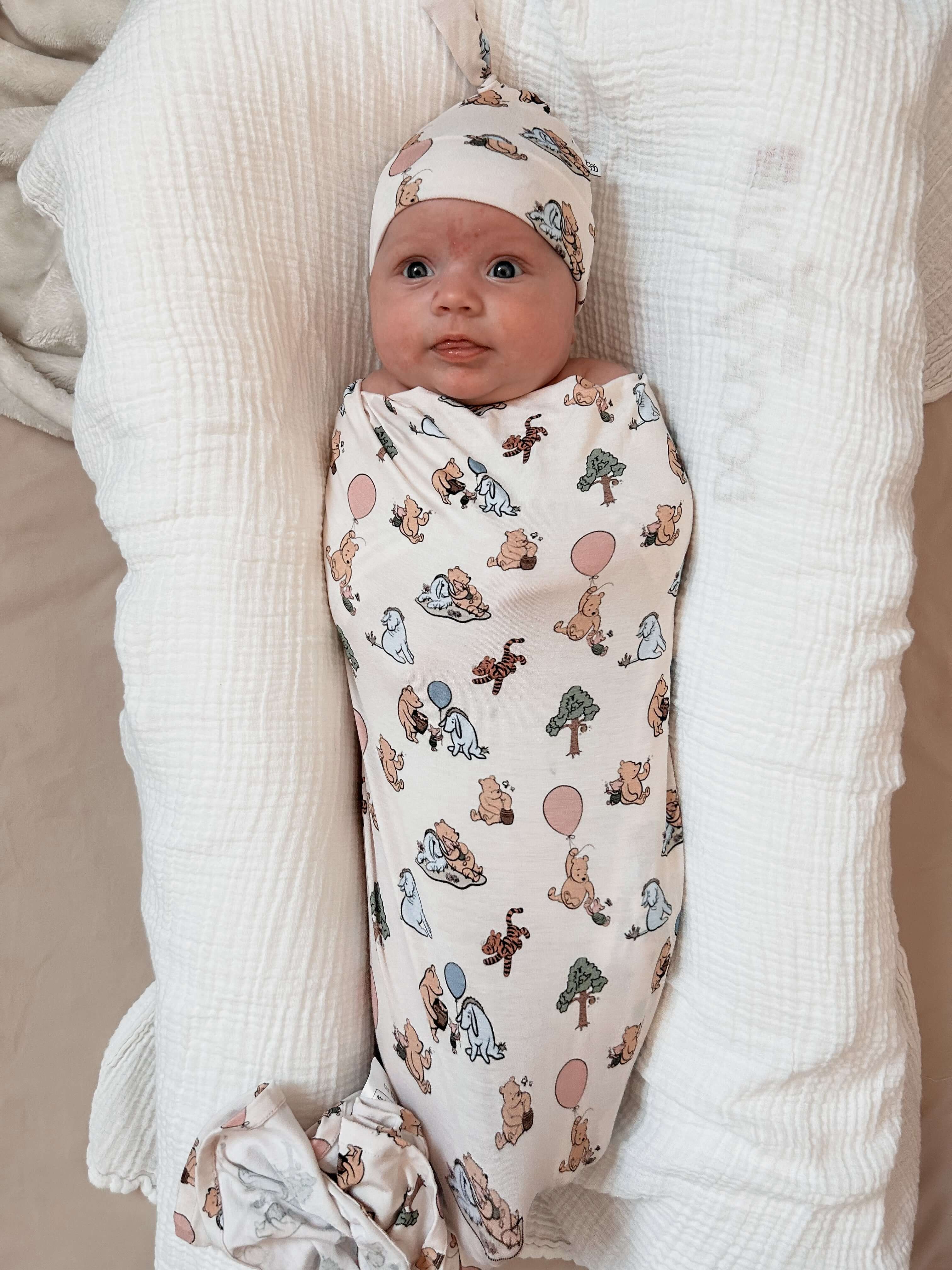 Pooh | Bamboo Swaddle + Beanie Set | Milk & Baby
