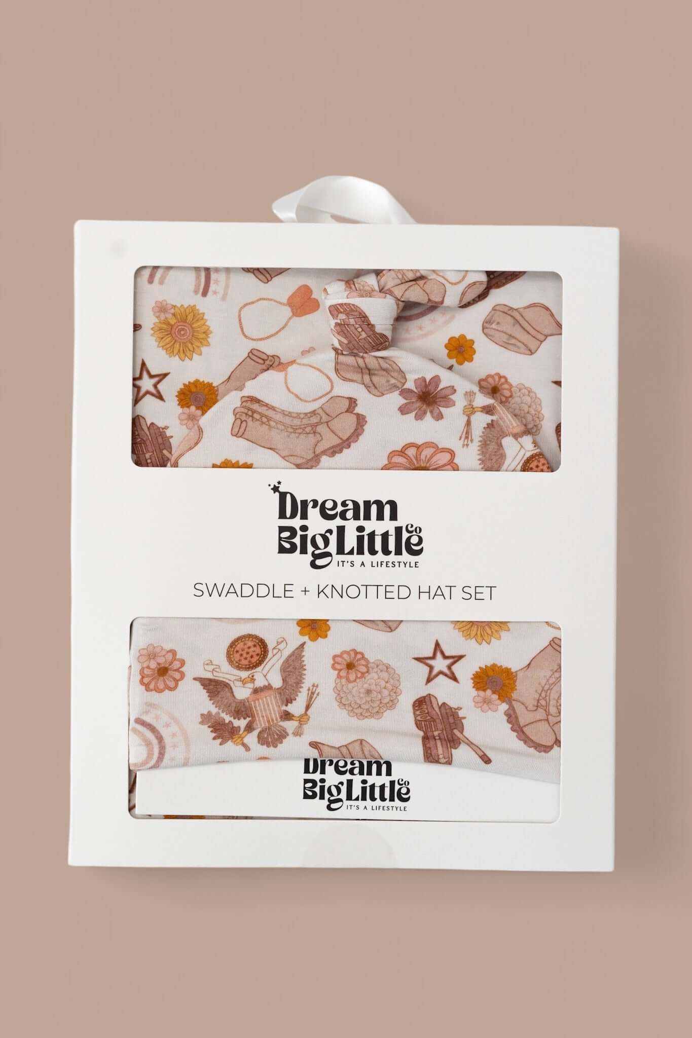 Flowers and Boots Swaddle Beanie Set | Milk & Baby
