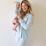 Blue Bows | Women's Bamboo Button Up Lounge Set