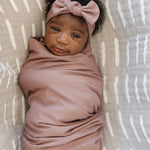 Dusty Rose Bamboo Swaddle Head Wrap Set Milk & Baby