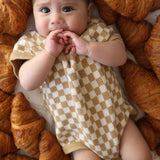 Latte Check | Knit Romper | Milk & Baby