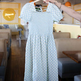 Morning Check | Women's Short Sleeve Muslin Dress