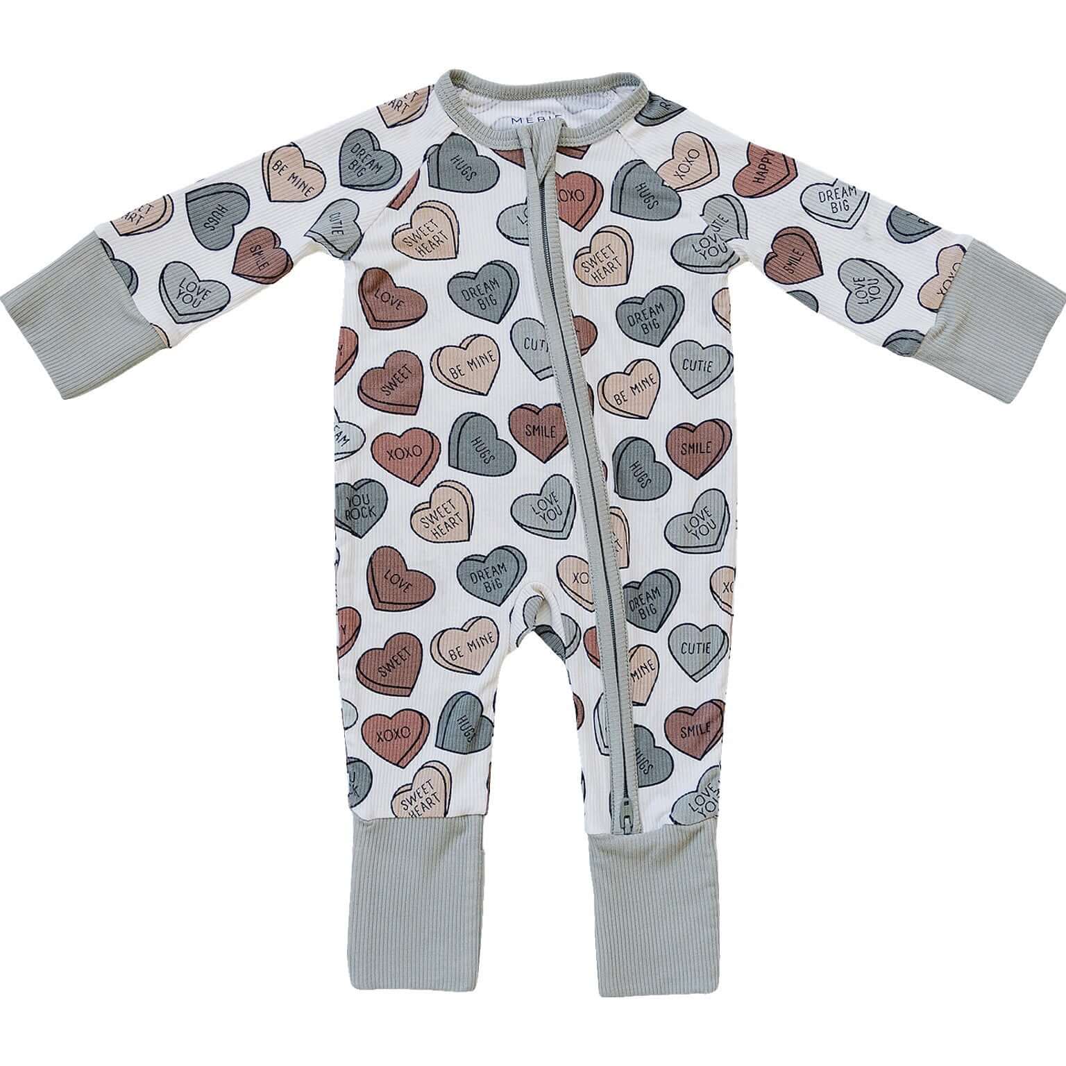 Conversation Hearts Ribbed Bamboo Zipper | Milk & Baby