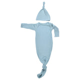 Blue Bird Ribbed Knotted Gown | Milk & Baby