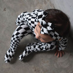 B&W Wavy Checker | Bamboo Zip Romper | Milk & Baby